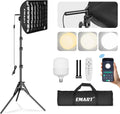 Softbox Lighting Kit with Grid, 50W 16"x16" Soft Box for Photography | Pull Softbox, 3000K-6000K LED Bulb with
