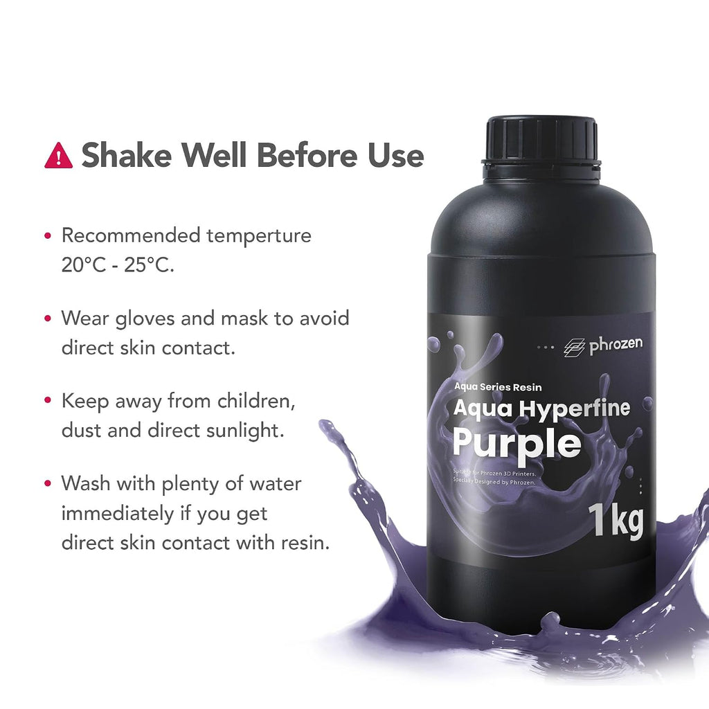 Aqua Hyperfine Photopolymer Resin for 9K, 12K or Higher Resolution 3D Printers, 405nm LCD UV-Curing 3D Printing with