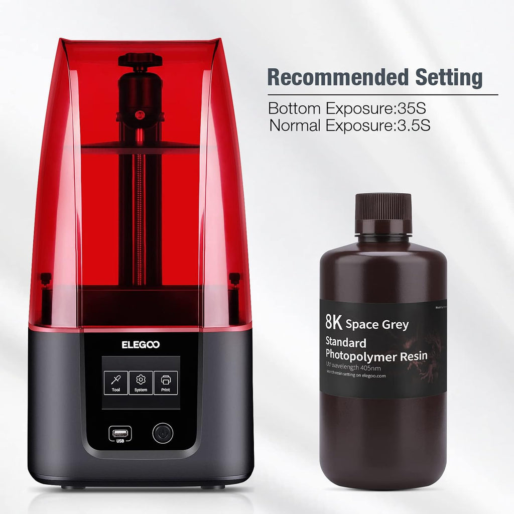 ELEGOO 8K 3D Printer Resin, Standard Photopolymer Resin 405nm UV-Curing Resin, Best for 8K/9K/12K LCD 3D Printer