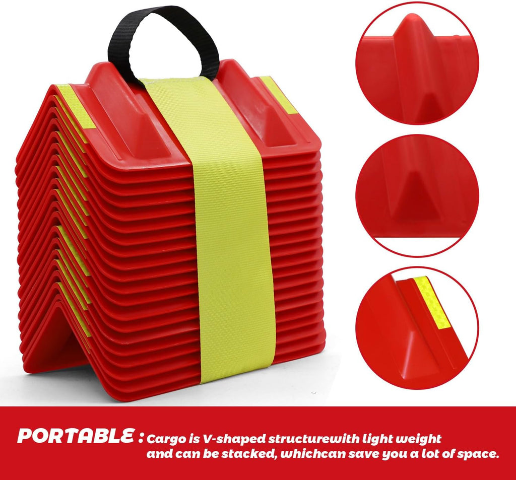 20-Pack Flatbed Cargo Edge Protectors with Reflective Strip, Red