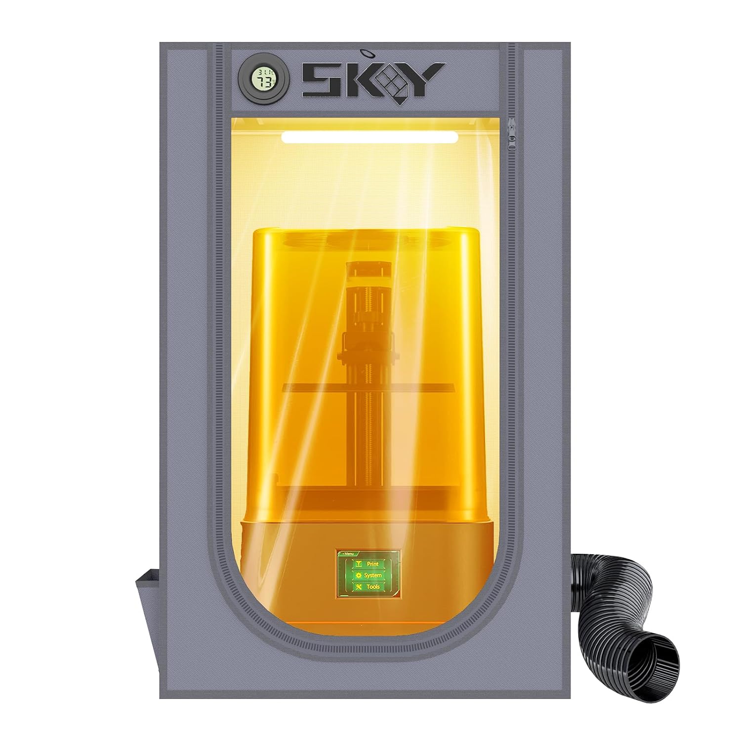 Resin 3D Printer Enclosure Cover Tent with Ventilation, LED Light, Thermo-Hygrometer, Odor Elimination 24 x 18 x 18