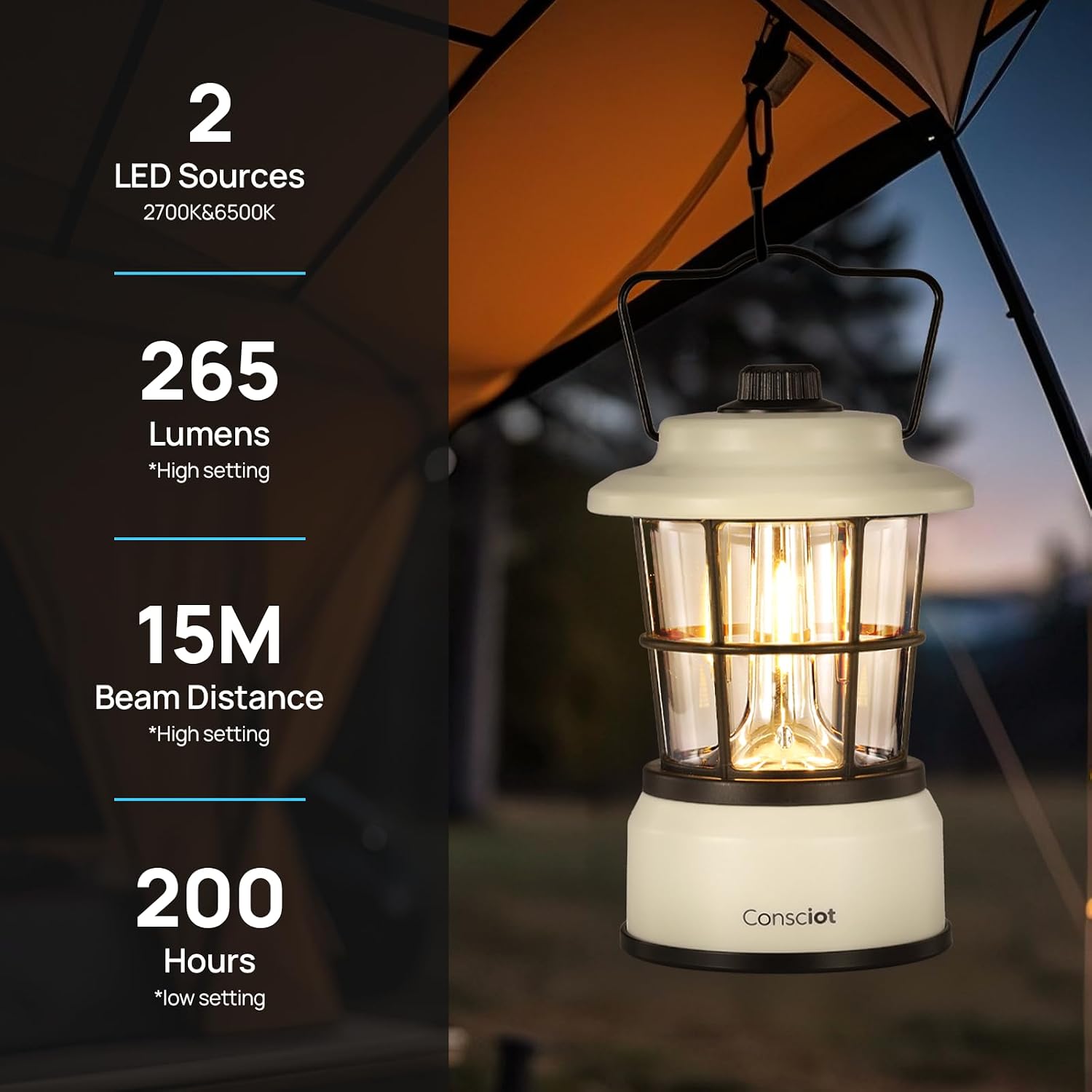 CL1 Mini Dual Light Sources LED Lantern, Battery Powered Lamp | Retro Style, Dimmable Warm White and Daylight Modes