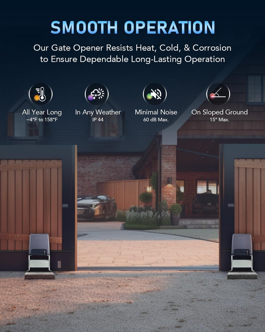 3300 lb Automatic Sliding Gate Opener with 2 Remote Controls, Electric Rolling Driveway Fence Slide Gate Motor