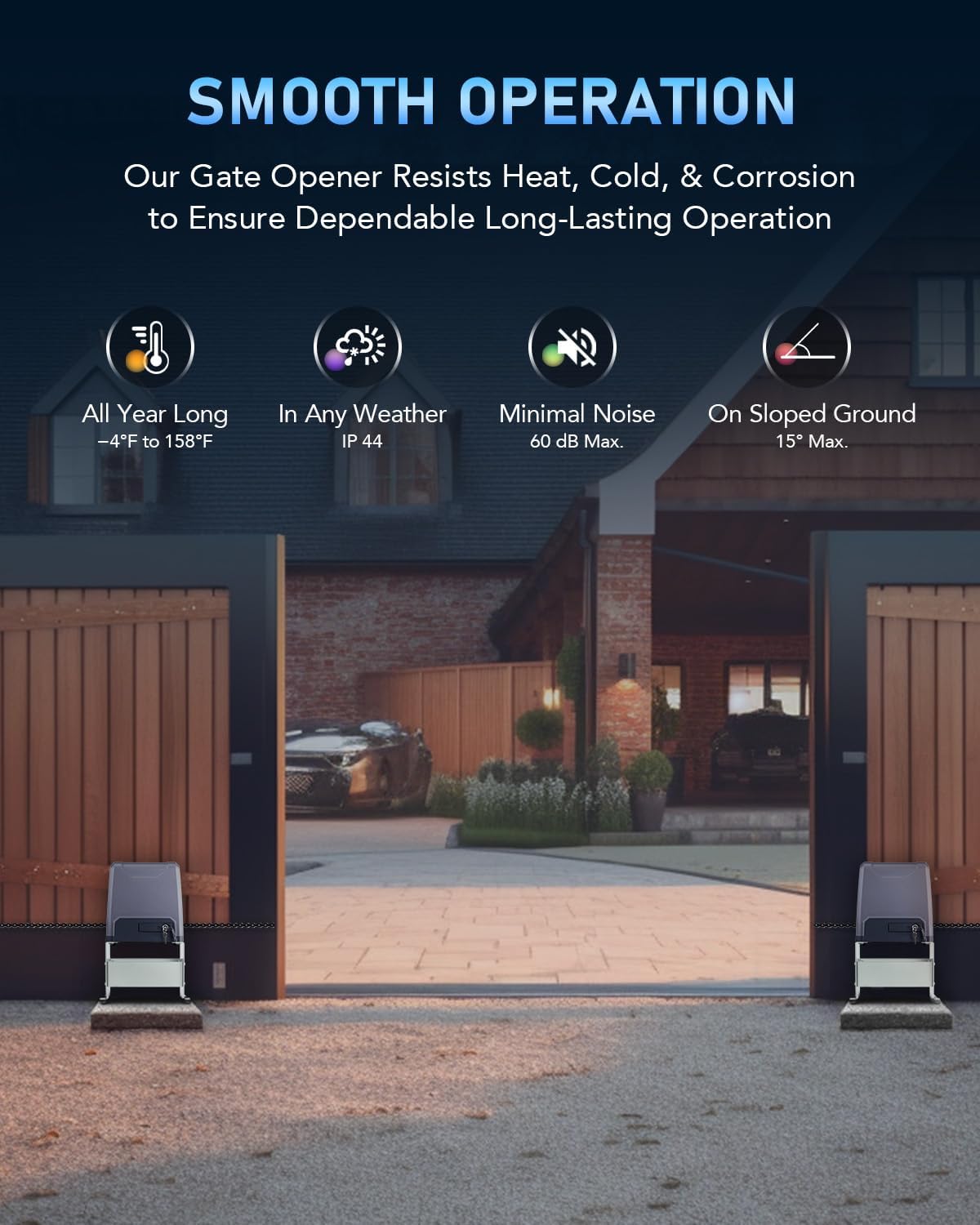 3300 lb Automatic Sliding Gate Opener with 2 Remote Controls, Electric Rolling Driveway Fence Slide Gate Motor
