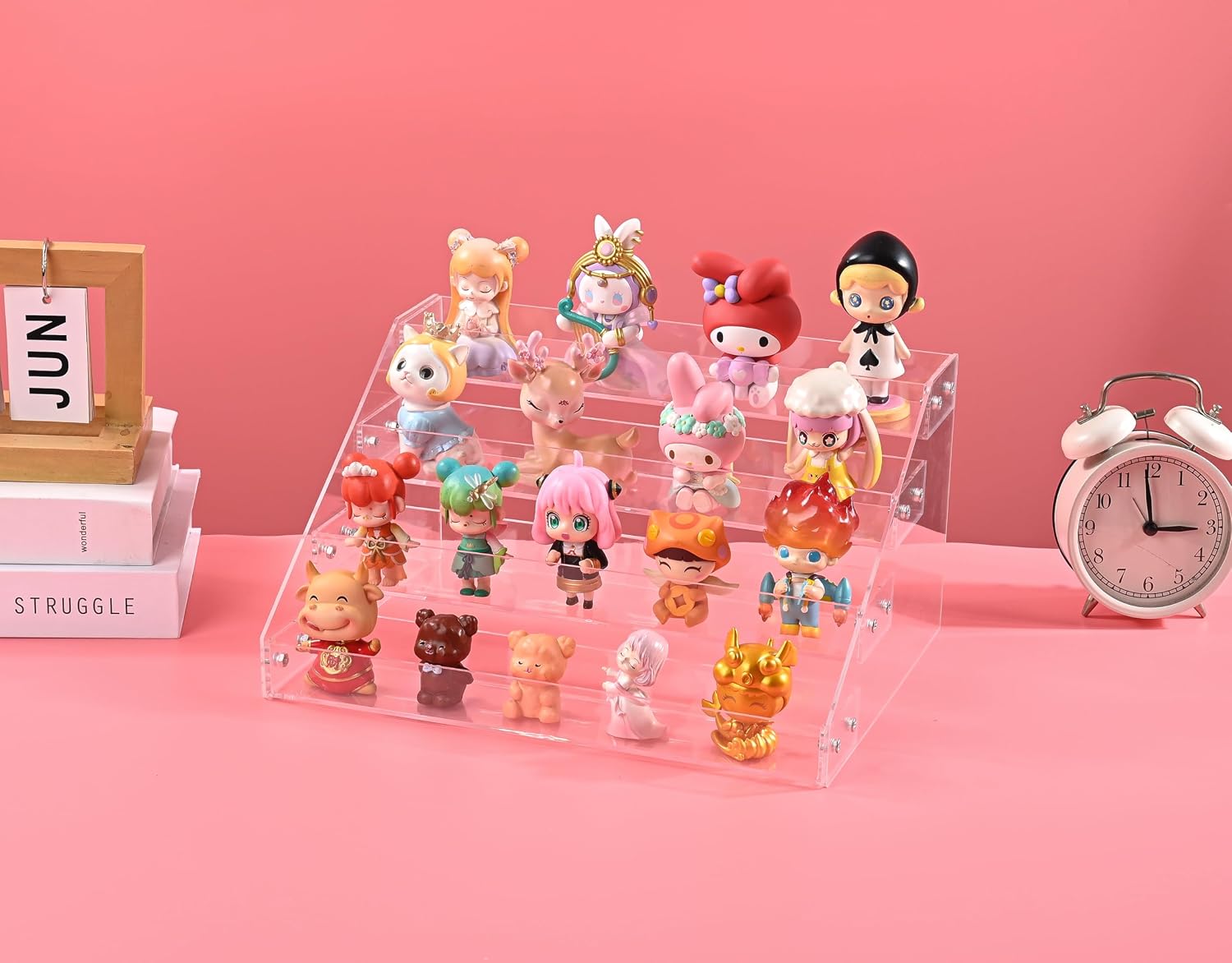 12" Acrylic Riser Display Stands - 4 Tier Clear Acrylic Display Shelf, Double Sided Usable, Makeup Organizer Perfume