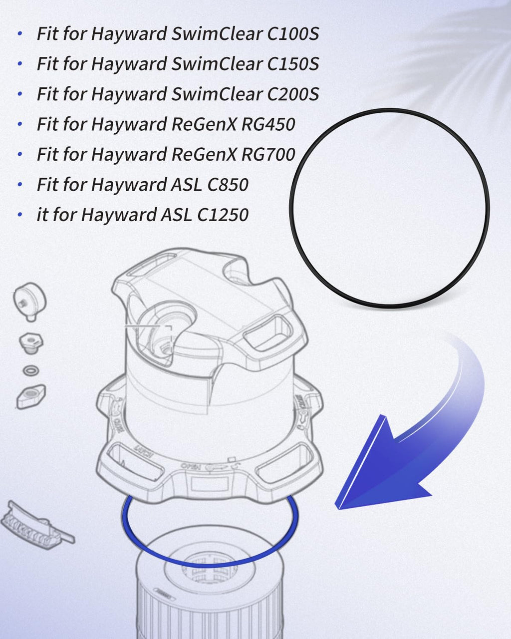 CXFHR1001 O-Rings Fit for Hayward SwimClear Pool Filter Head Replacement, Replace RGX45G HAY-051-640, 2-Pack