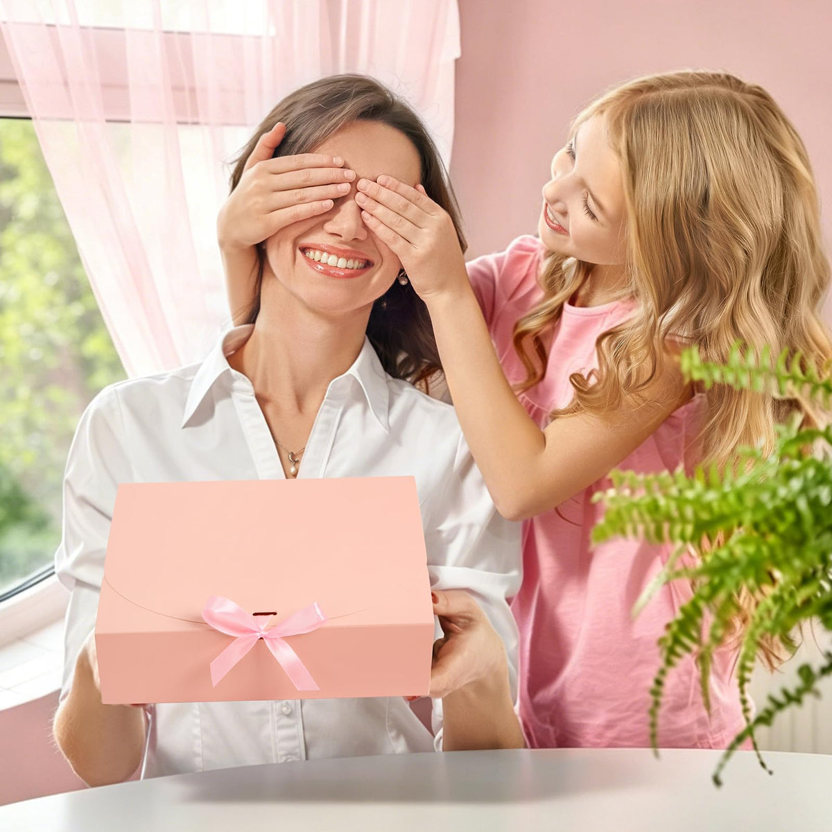 15 Pack 10.6" x 7.8" x 3.1" Pink Gift Boxes with Lids