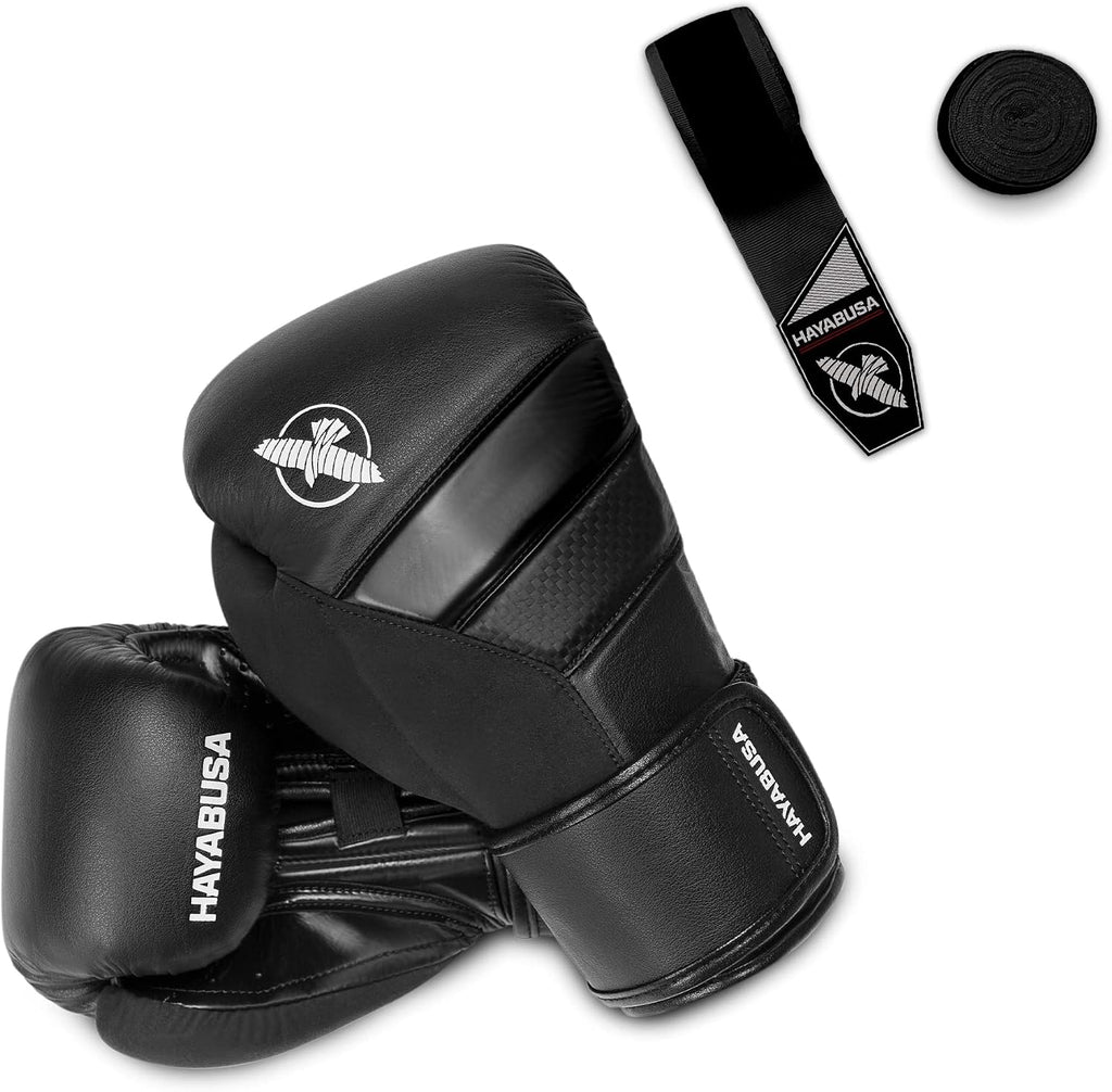 T3 Boxing Gloves 16oz, Perfect Stretch 4.0 Boxing Hand Wraps 180 Inches - All Items are Black