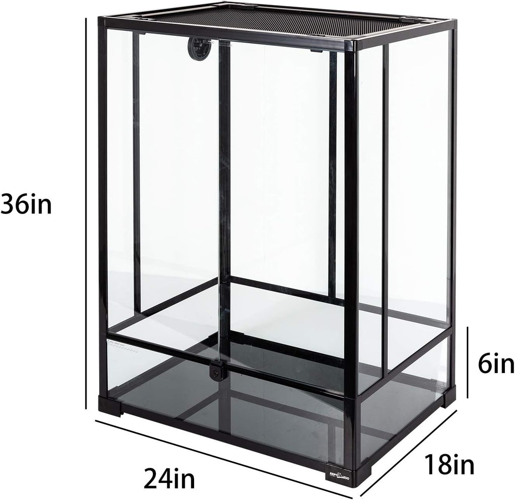 24" x 18" x 36" Reptile Tall Glass Terrarium Rainforest Habitat Double Hinge Door with Screen Ventilation 67 Gallon