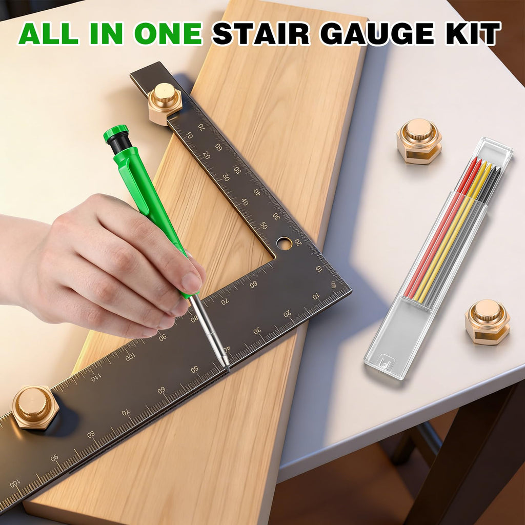Ceoighe Stair Gauges with Carpenter Pencils & Refills for Framing Square