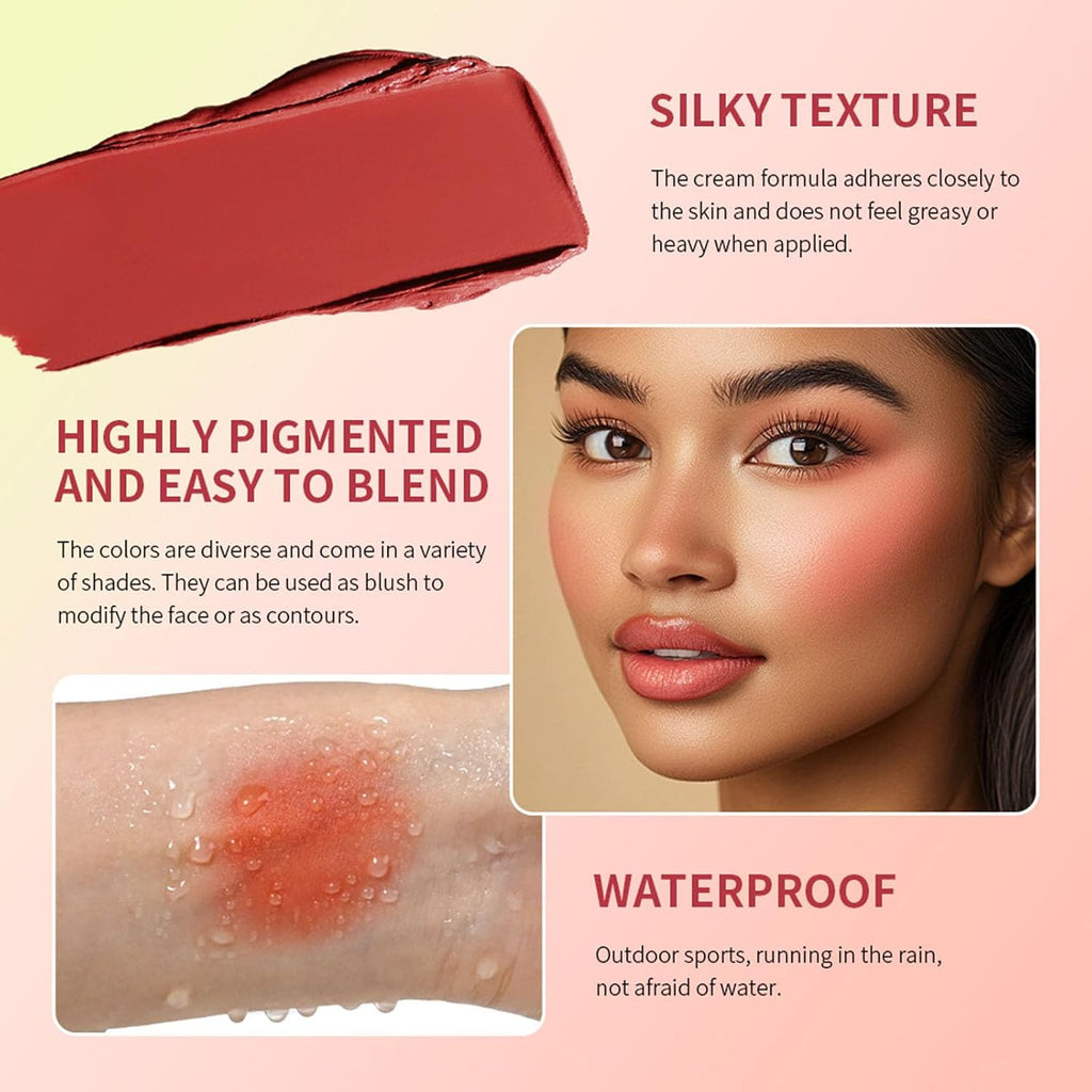 8 Color Cream Blush Palette, Matte Blush, Fine and Smooth Texture, Easy Blend and Buildable Texture,Long-Lasting