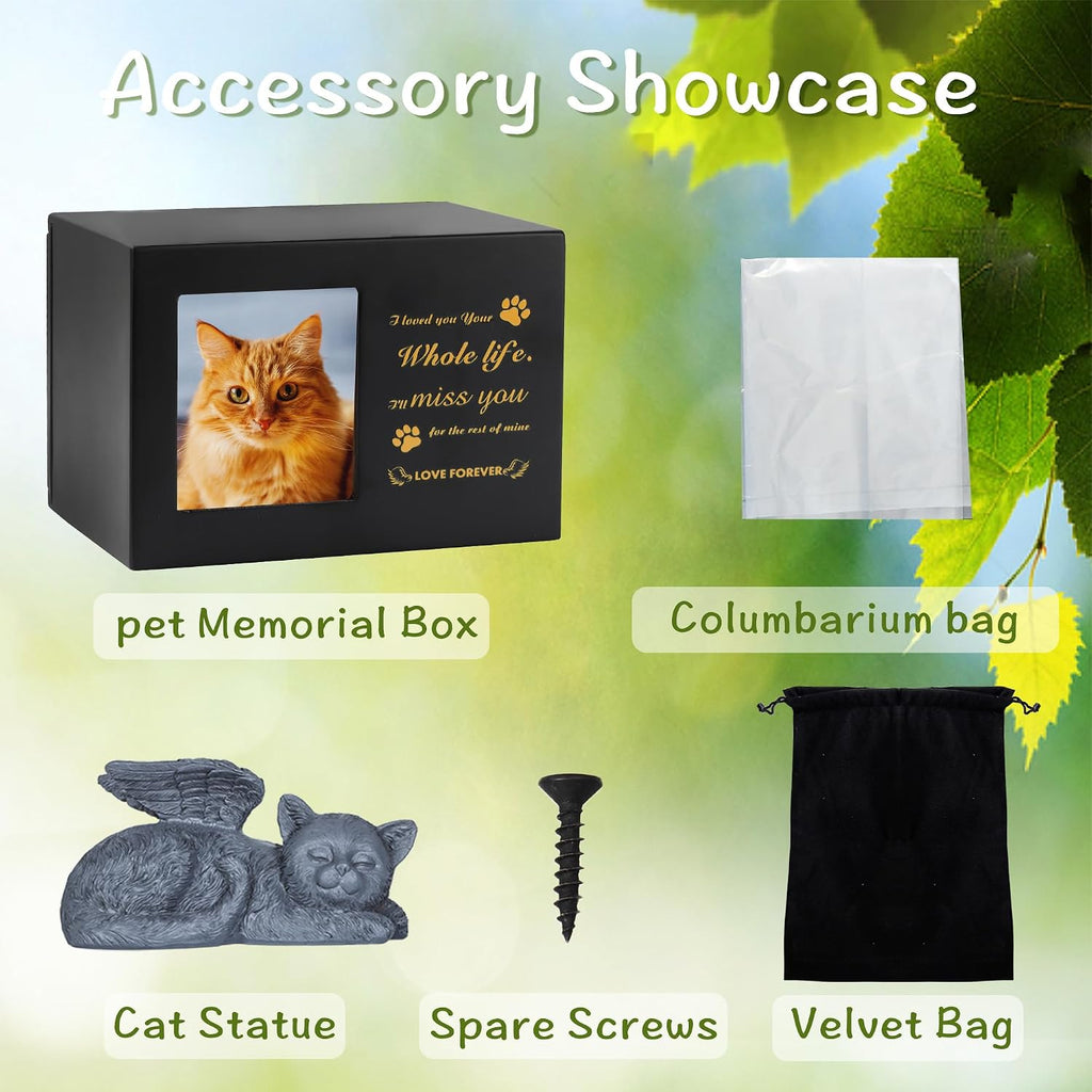 Pet Urn for Cat Ashe, Black Wooden Keepsake for Hair