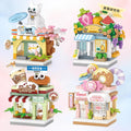 4 PCS Mini City Shop Street View Building Blocks Set,Simulation Architecture Collection Particle Construction