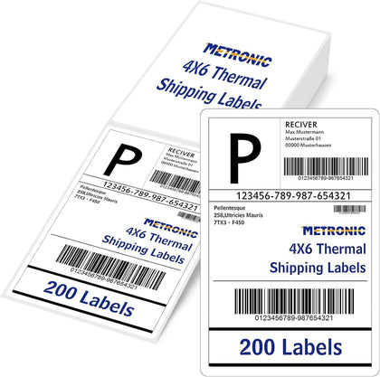 Thermal Labels 4x6 200 Labels Fanfold Direct Shipping Labels | Perforated and Strong Adhesive Mailing Stickers Paper