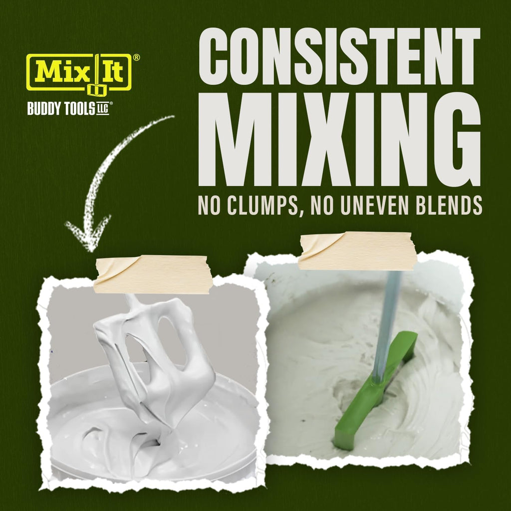 Mix It, 18" Length Mud Mixer | Durable ABS Paddle – Efficient Paint Mixer for Drill – Easy-to-Use & Rust-Resistant