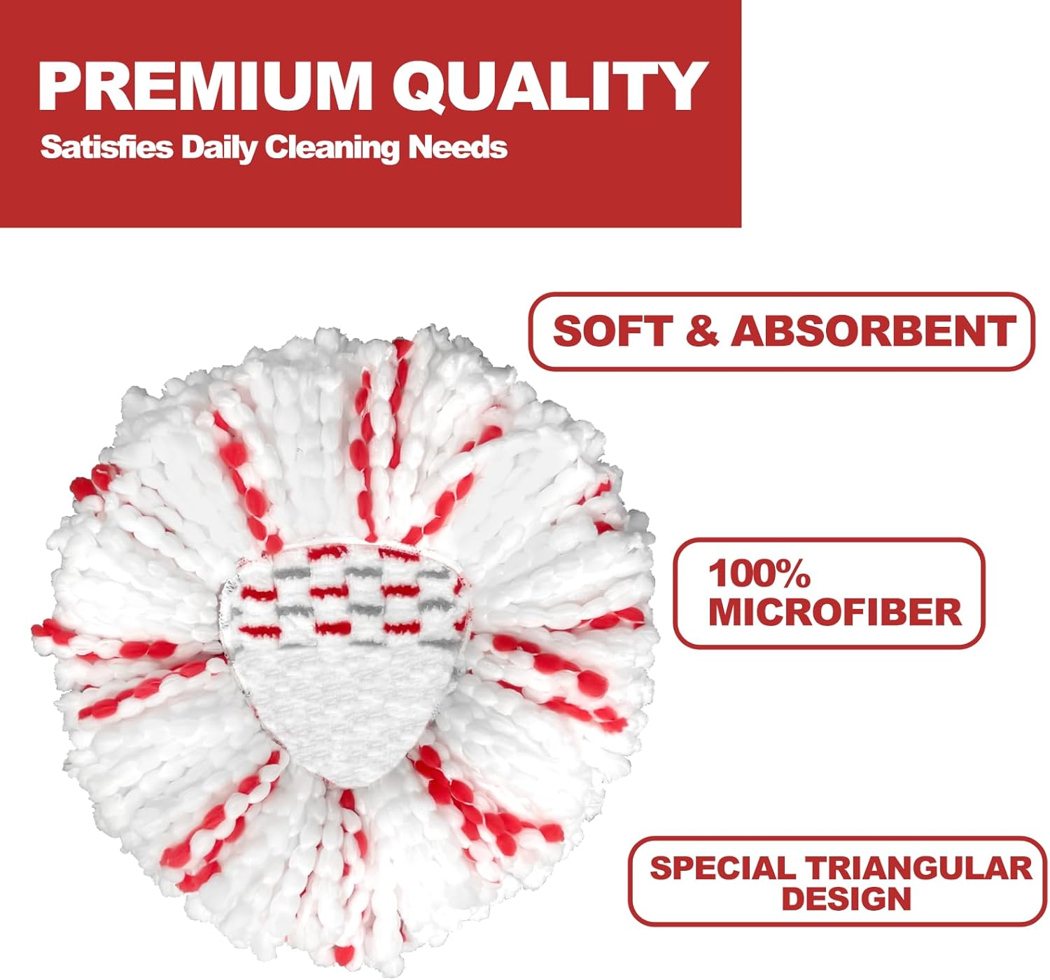 [2026 New Version] Mop Head Replacement - 40% More Cleaning Power, 3 Pack Spin Mop Replacement Head for Easy Wring
