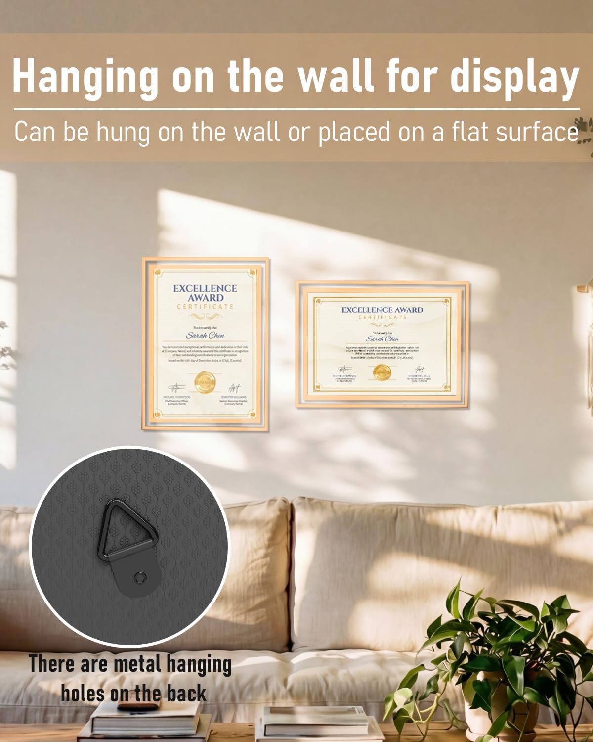 Trophy Award,Certificate Frame,Crystal Award Frames, 1 PCS | Employee of the Month Plaque, Holds A4 Diploma