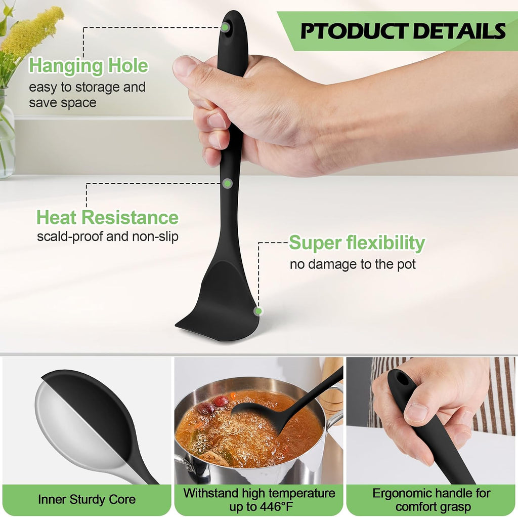 Silicone Cooking Utensil Set, 15pcs Kitchen Utensils with Holder for Nonstick Cookware, Heat Resistant Nontoxic