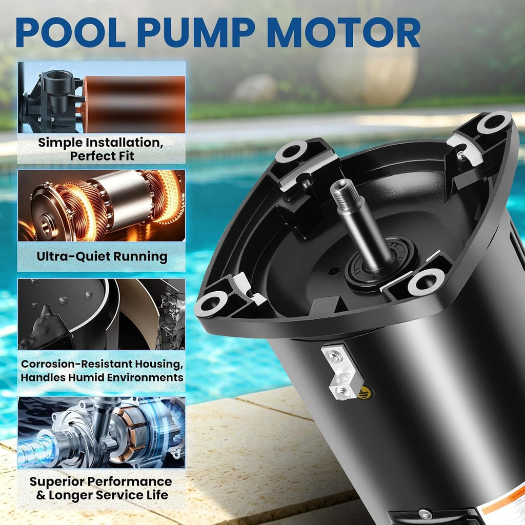 SQ1202 2HP Pool Pump Motor Replacement for Century A.O.Smith Single Speed