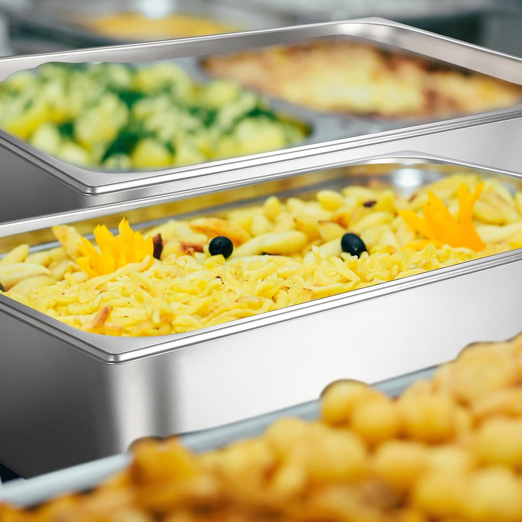 3 Pack Full Size Hotel Pan with Lid, 6 Inch, 8 Inch