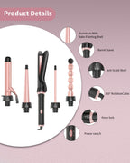5 in 1 Curling Iron Set, Ceramic Curling Wand & Flat Iron