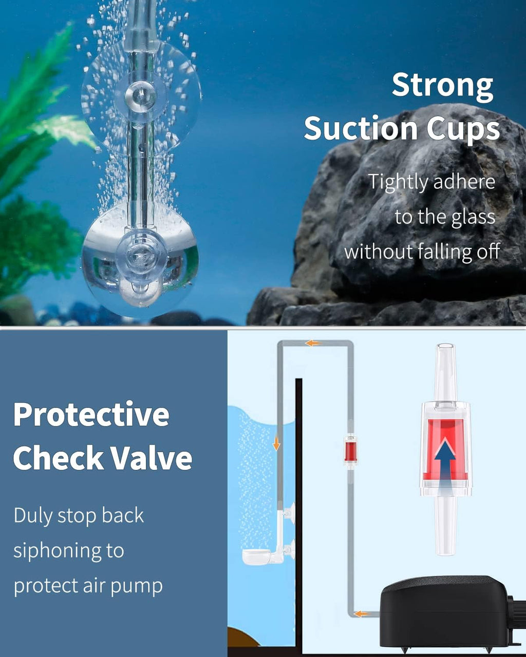 Aquarium Air Stone Disc Tiny Micro Bubble Diffuser Release Tool Kit with Suction Cup Air Control Valve and Check