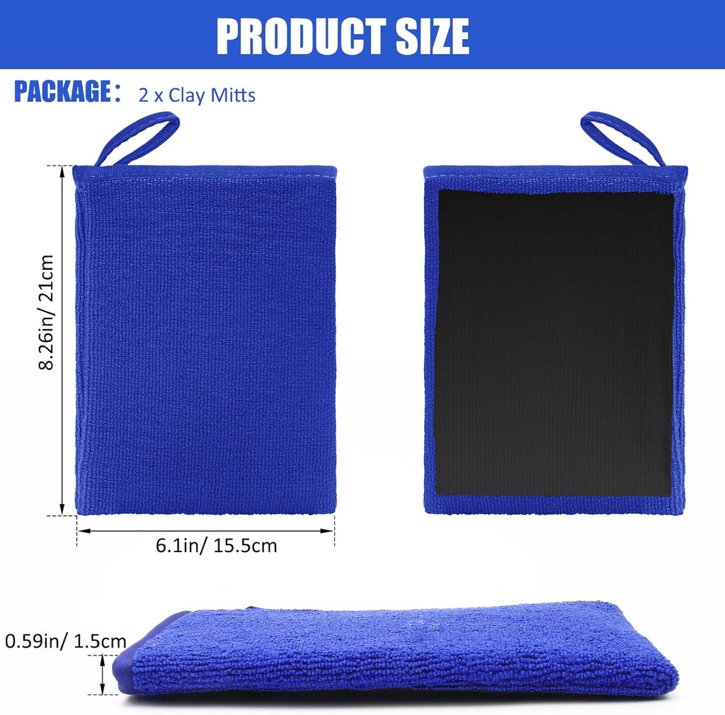 2Pack Clay Mitt, Microfiber Clay Bar for Car Detailing, Medium Grade Clay Bar Glove Clay Towel Auto Detailing for