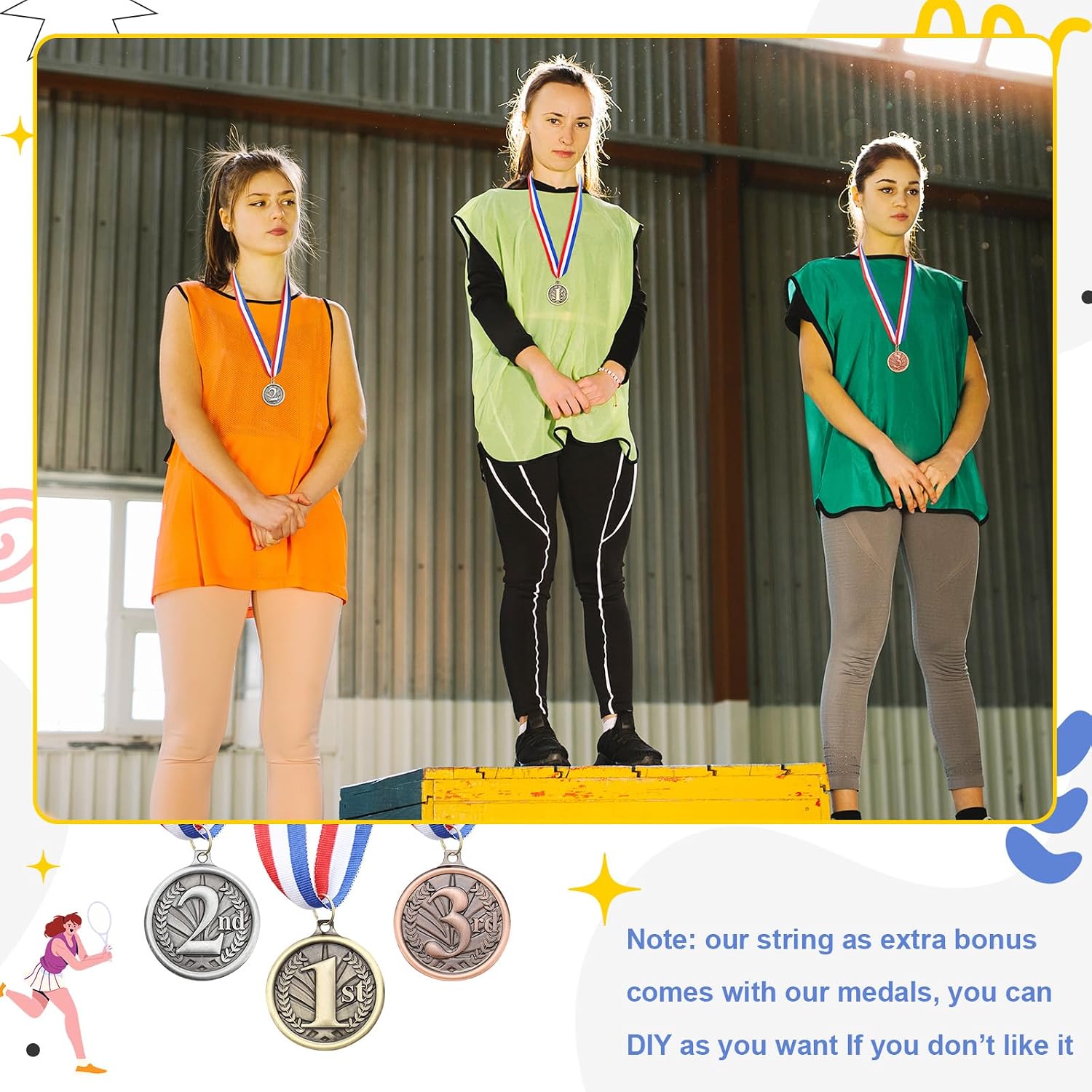 Award Medals 1st 2nd 3rd Place Medals for Awards Winner Medal Gold Silver Bronze Medal with Neck Ribbon Trophy Award