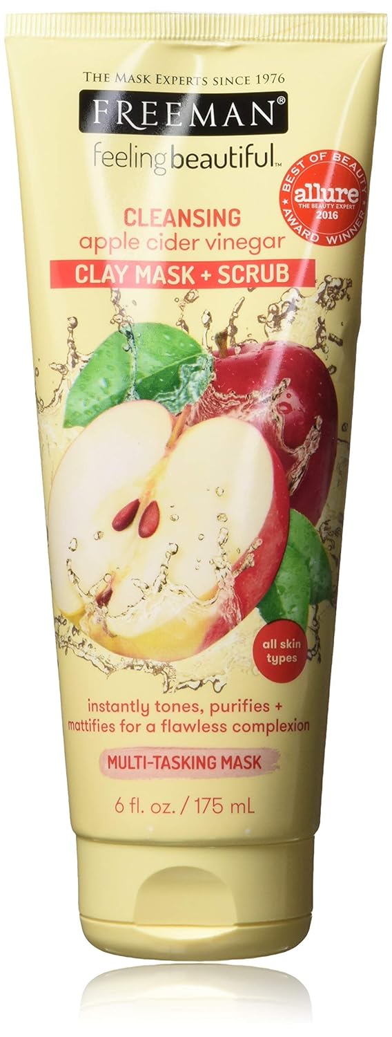 Cleansing Apple Cider Vinegar Clay Mask & Facial Scrub, Face Mask Tones, Purifies, Flawless Complexion, Clay and