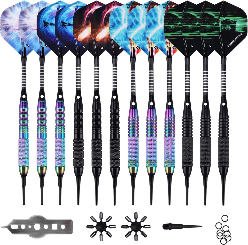 Darts Plastic tip 12 Pcs Soft tip Darts for Electronic Dart Board | 12 Elegant Professional Soft Tip Darts（18g）, 24