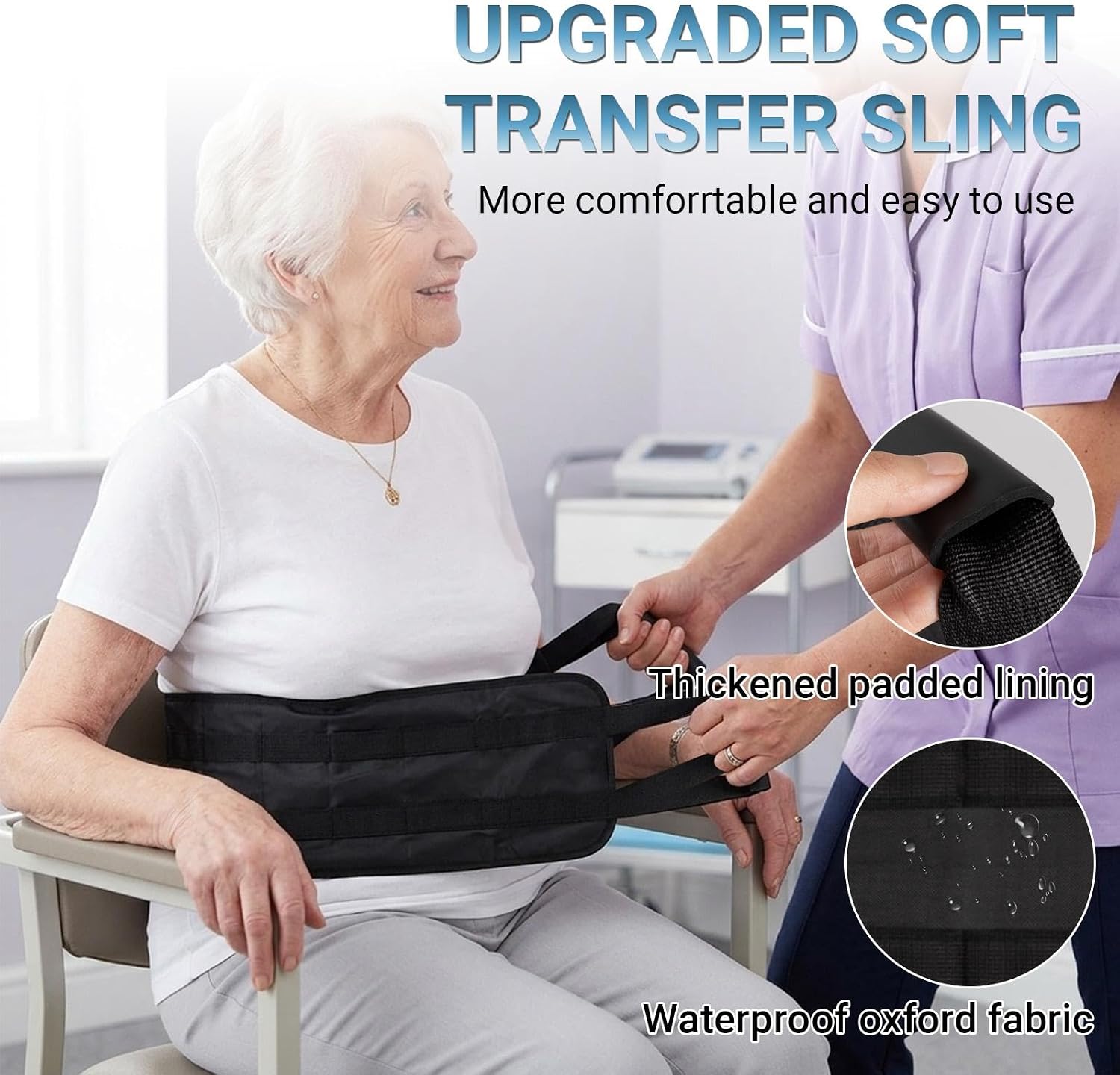 Standard Transfer Sling - Gait Belt for Seniors & Disabled, Patient Lifting Aid for Elderly Mobility, Safe Bed &