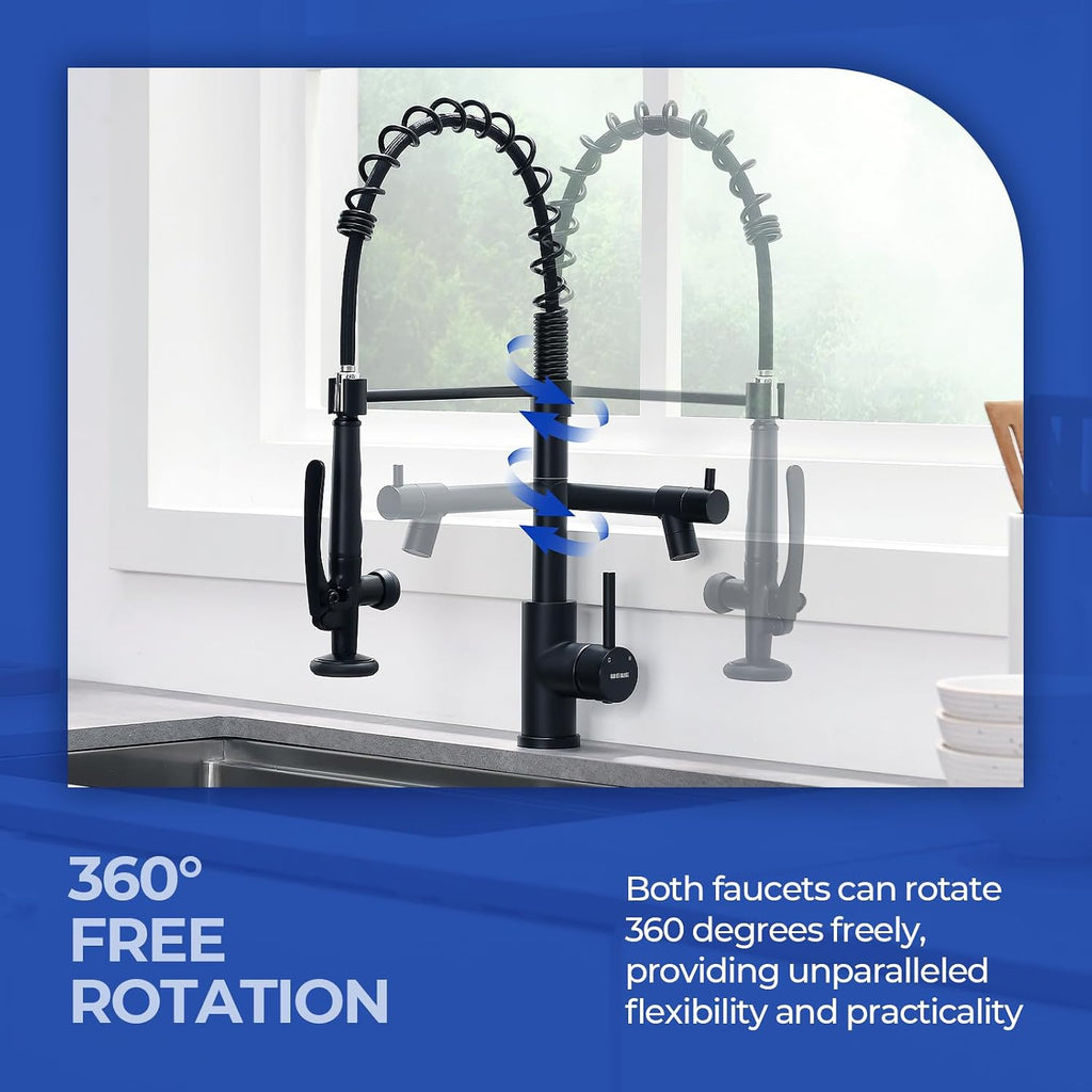 Pot Filler Kitchen Faucet, Pull-Down Sprayer, Matte Black, High Arc