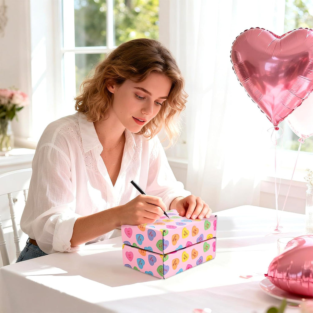 24 Pack Valentine's Day Shipping Boxes Mailing Box Conversation Heart Corrugated Cardboard Box Mailers for Packaging