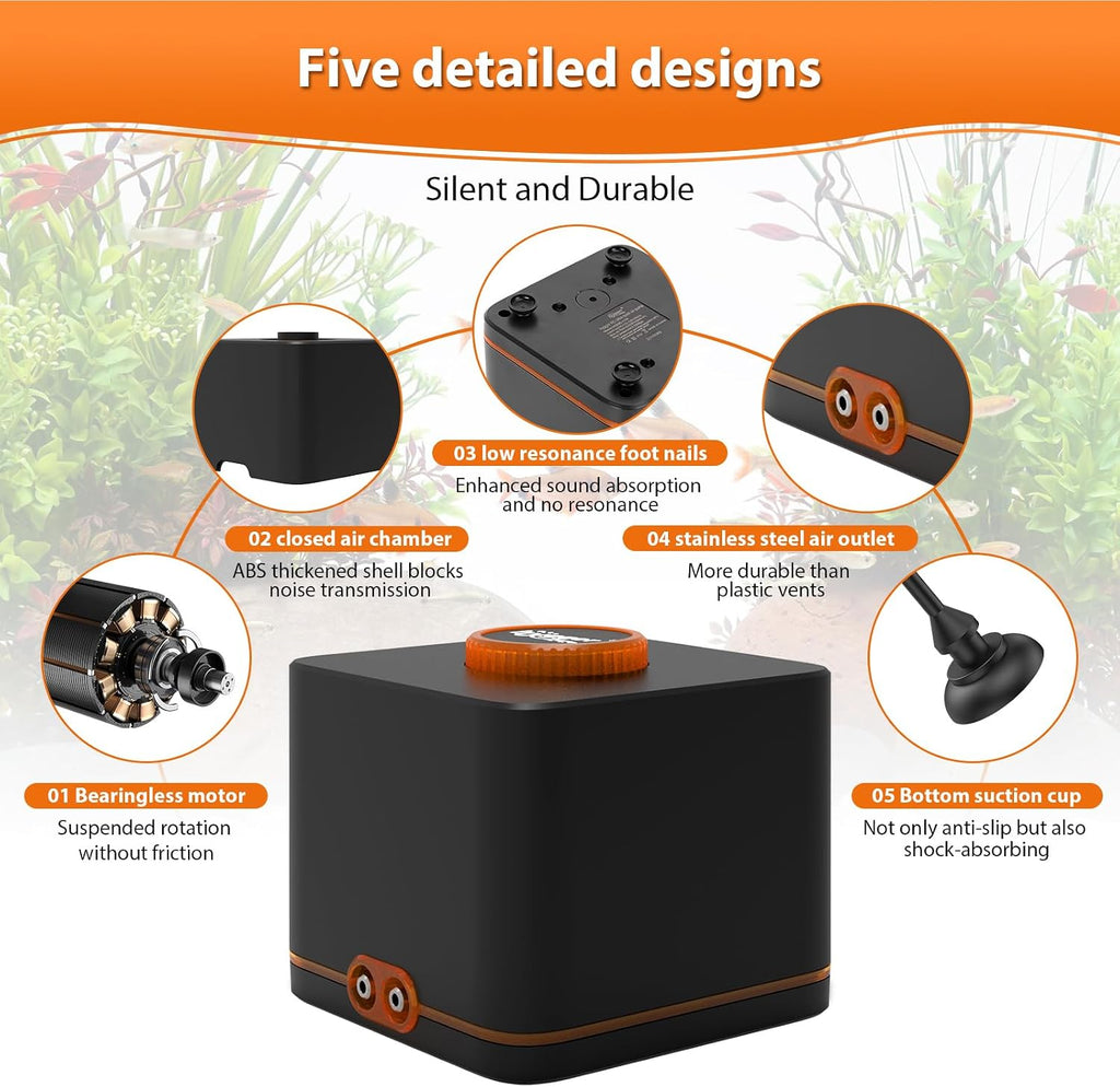 Strong Aquarium Air Pump for Medium Large Fish Tank, Hydroponic Systerm, Household Commercial Use