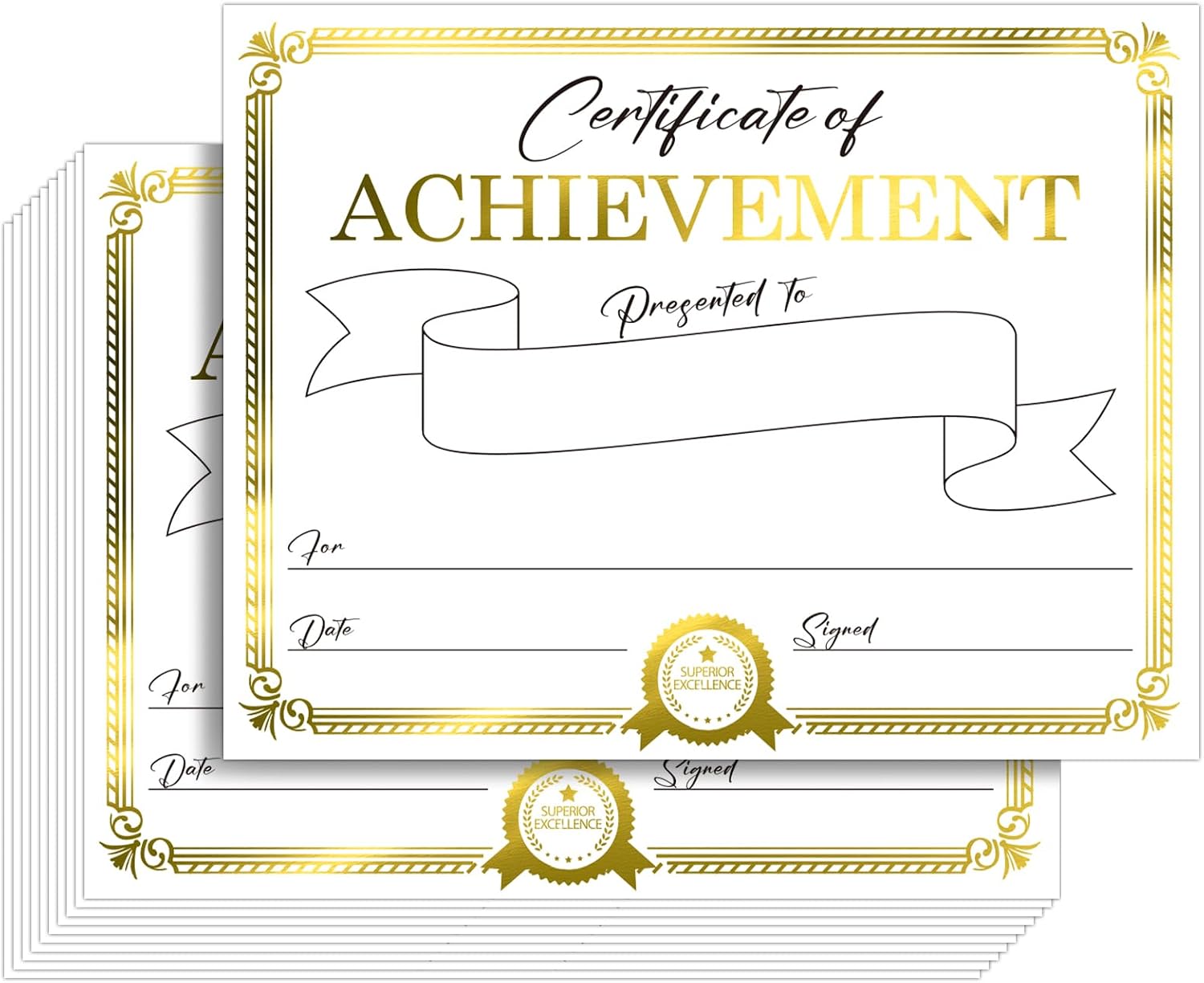 Award Certificate Paper, Gold Foil Blank Certificate of Achievement Paper Sheet for Students, School. Laser and