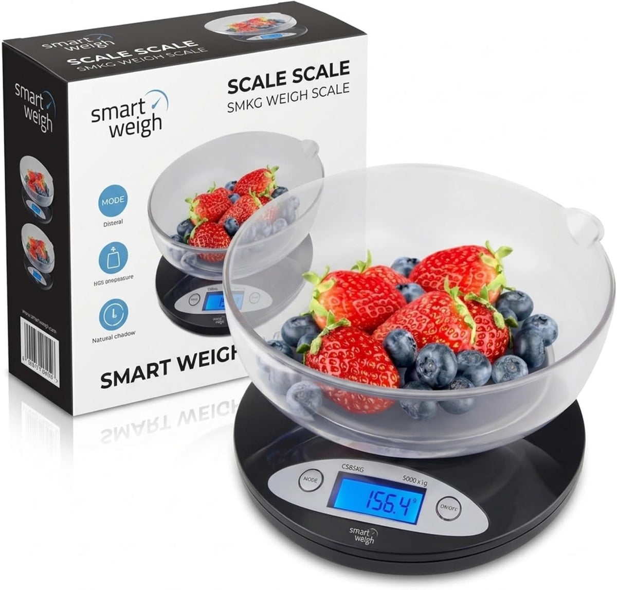 Kitchen Scale with Removable Bowl, 11 lb x 0.1 oz, Meal Prep