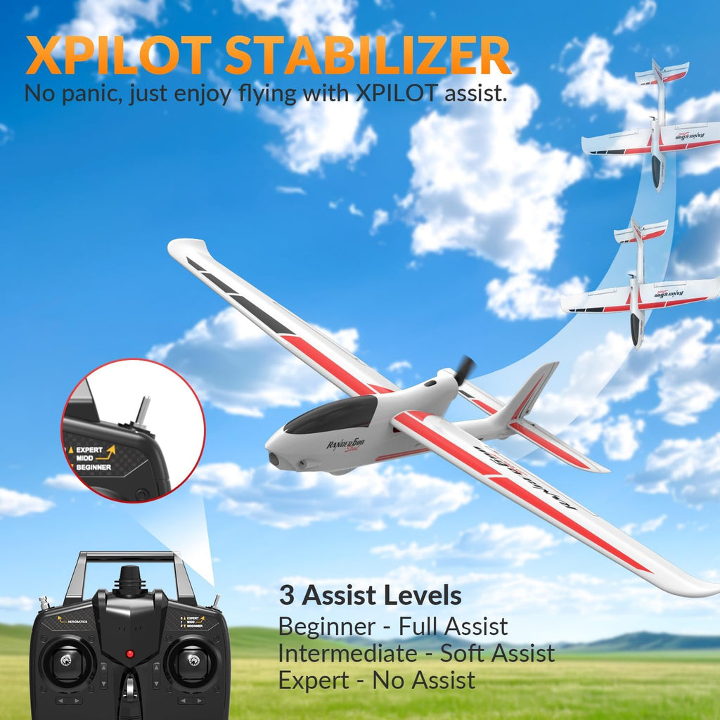 RC Plane, 4CH Remote Control Glider for Beginners & Adults | Ranger600 Stunt RTF, 6-Axis Gyro, 3 Modes, Easy to Fly