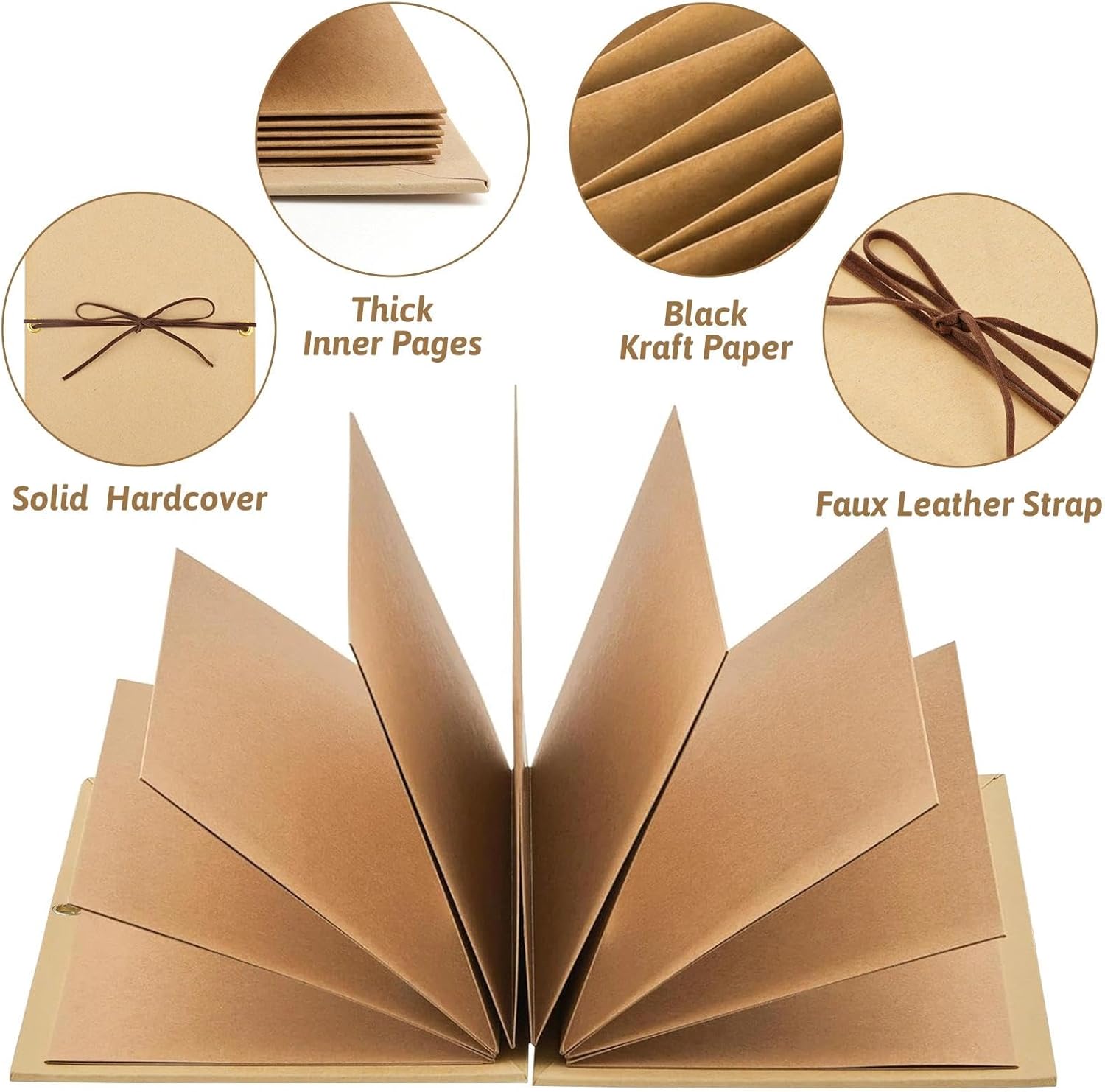 Accordion Scrapbook Album,Brown Kraft Paper Pages with DIY Accessories,Small Blank Photo Albums Set,6 X 8 Inch DIY