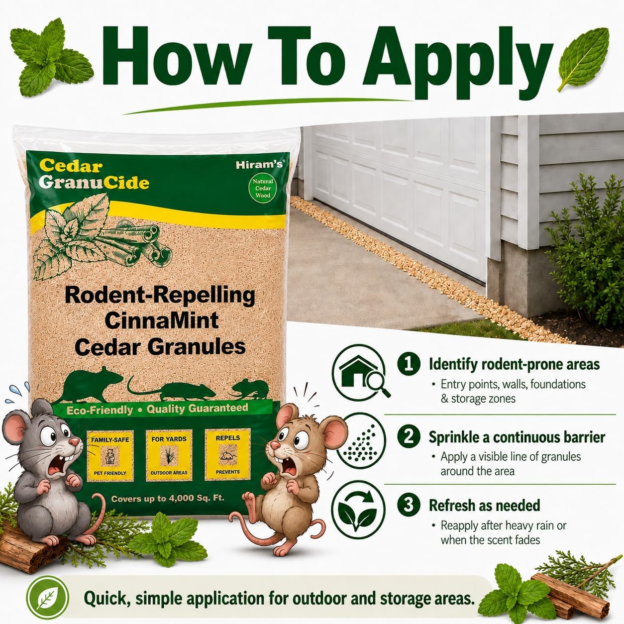 GranuCide Mouse Repellent Granules – Cedar, Peppermint & Cinnamon Scented Rodent Repellent – Natural Botanical