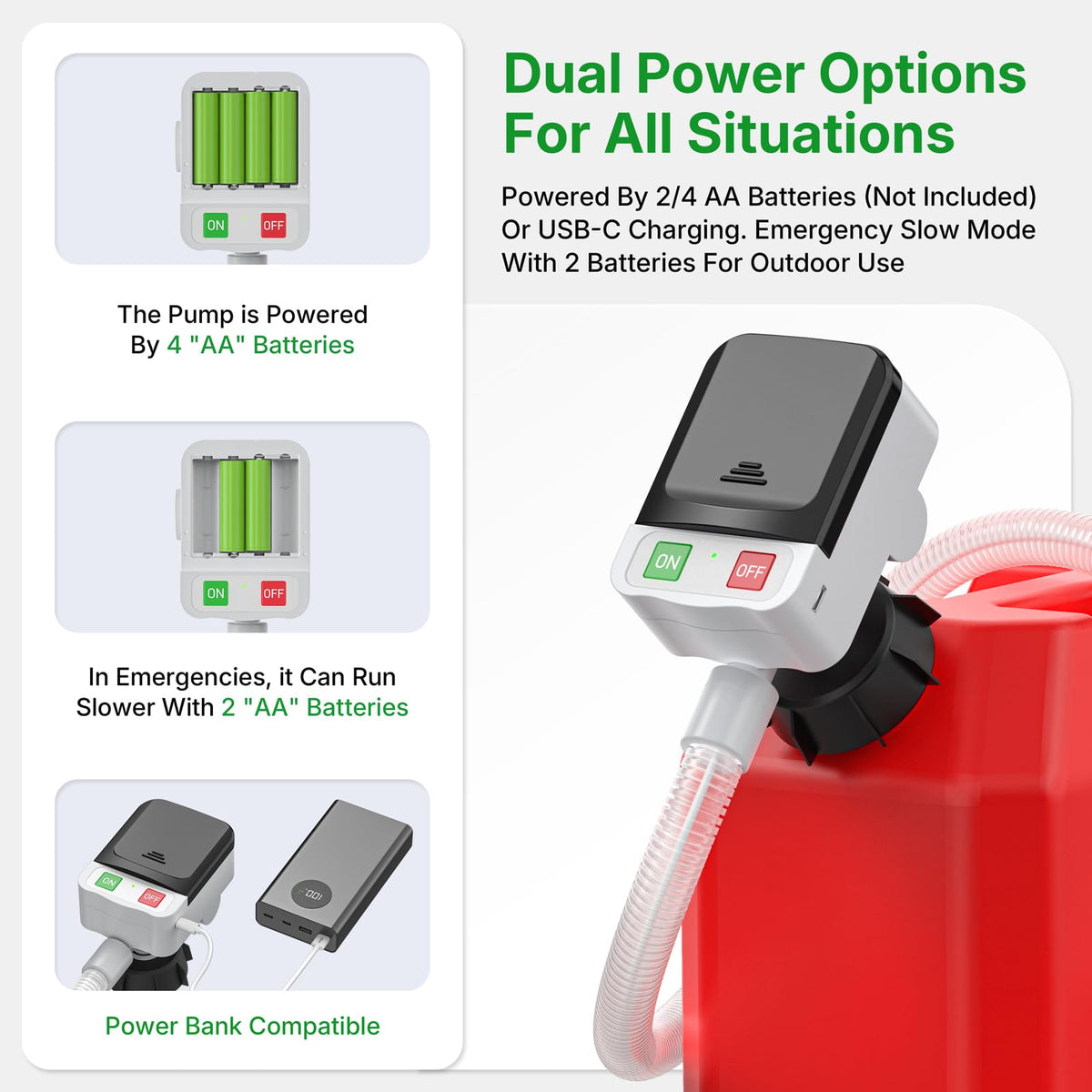 Automatic Gas Can Pump 3.2 GPM Fuel Transfer Pump Battery or USB Powered