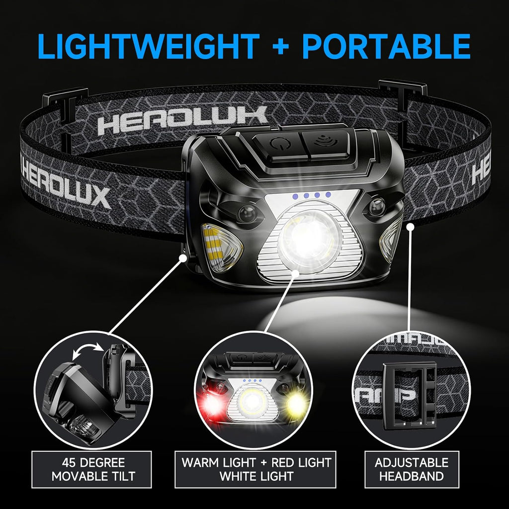 2 Sets High-End Comfortable Camping & Work Headlamp, Long Endurance Lighting 12 Hours, 1000+ LM High Brightness, IPX5