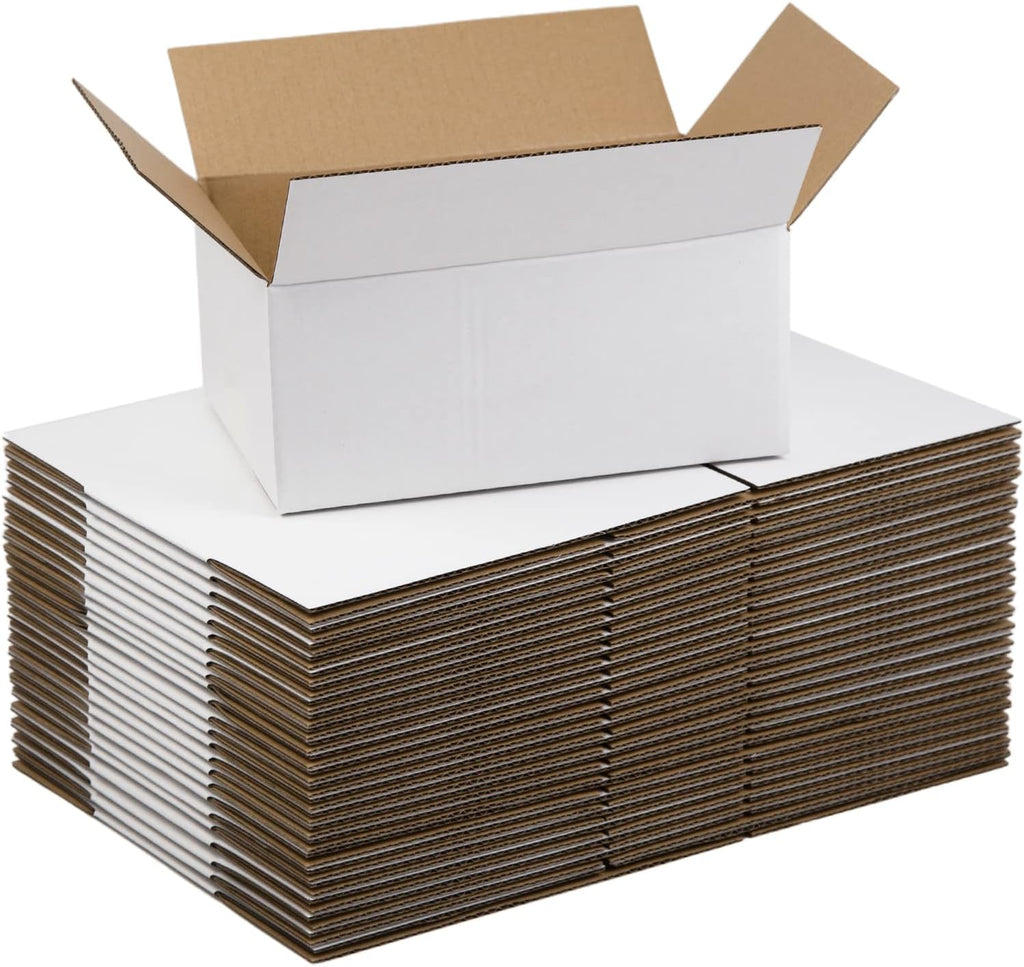 White Shipping Boxes 9x6x4 Inches Small Corrugated Cardboard Boxes, 25 Pack