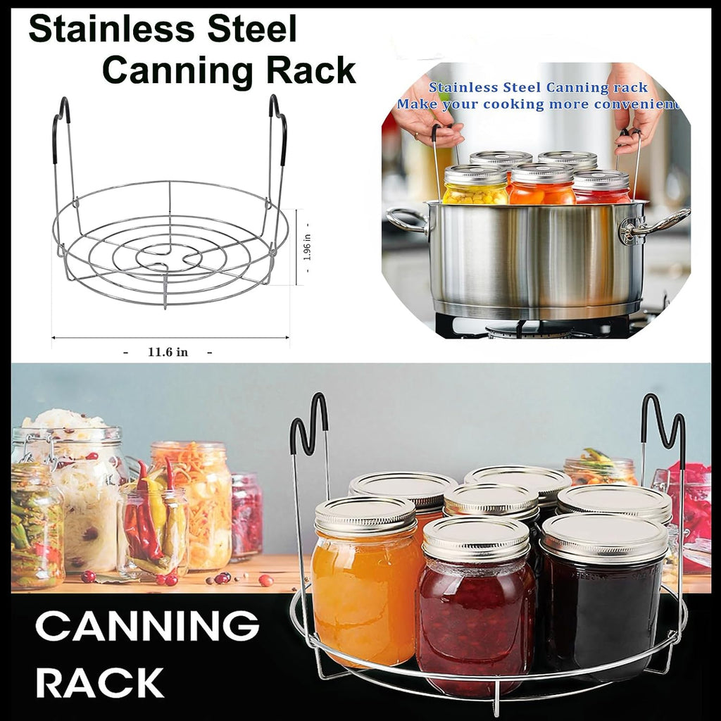 Canning Supplies Starter Kit For Mason Jars - Pot, Funnel, Lifter, Wrench, Tongs, Lid Lifter & Bubble Remover