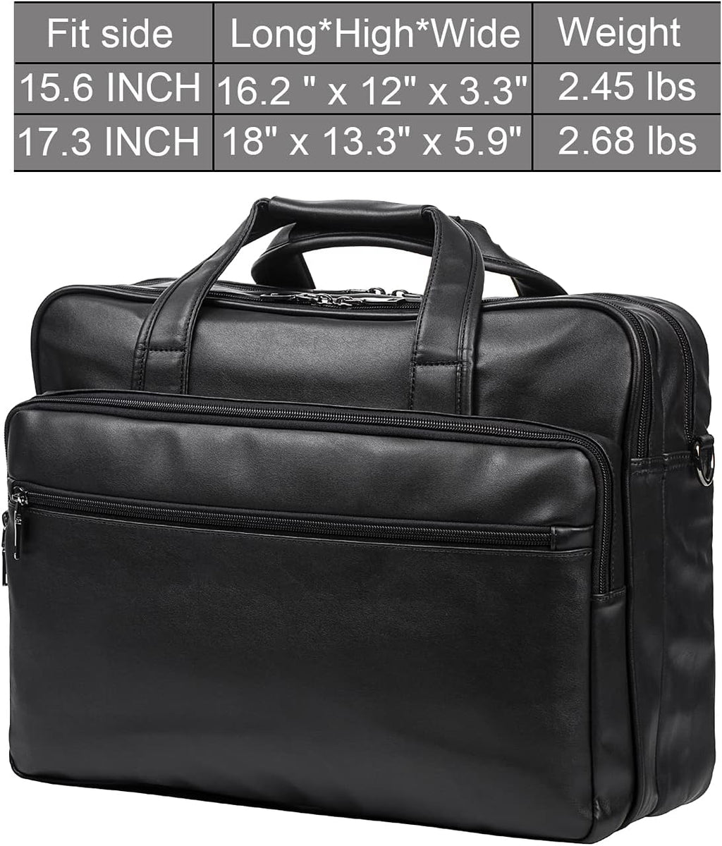 Leather Laptop Bag, Men's 15.6 Inche 17.3 Inche Messenger Briefcase Business Satchel Computer Handbag Shoulder Bag