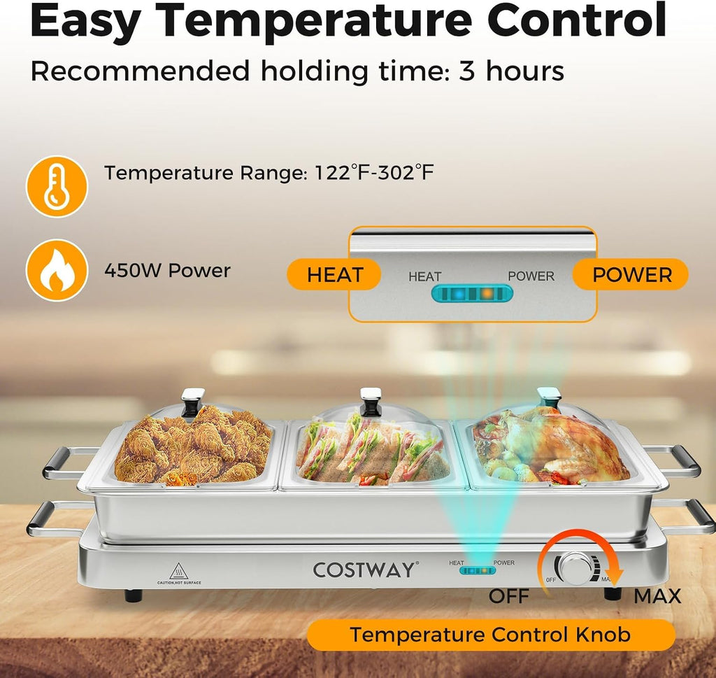 Buffet Servers and Warmers, 2 in 1 Electric Warming Tray