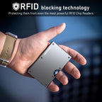 Upgraded Hinged Minimalist Wallet for Men, RFID Blocking Wallet