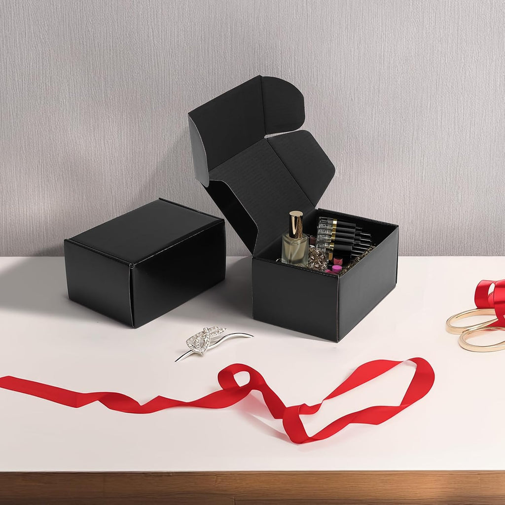 40 Pack 6x4x3 Black Shipping Boxes, Small Cardboard Mailer Boxes for Small Business Shipping Packaging