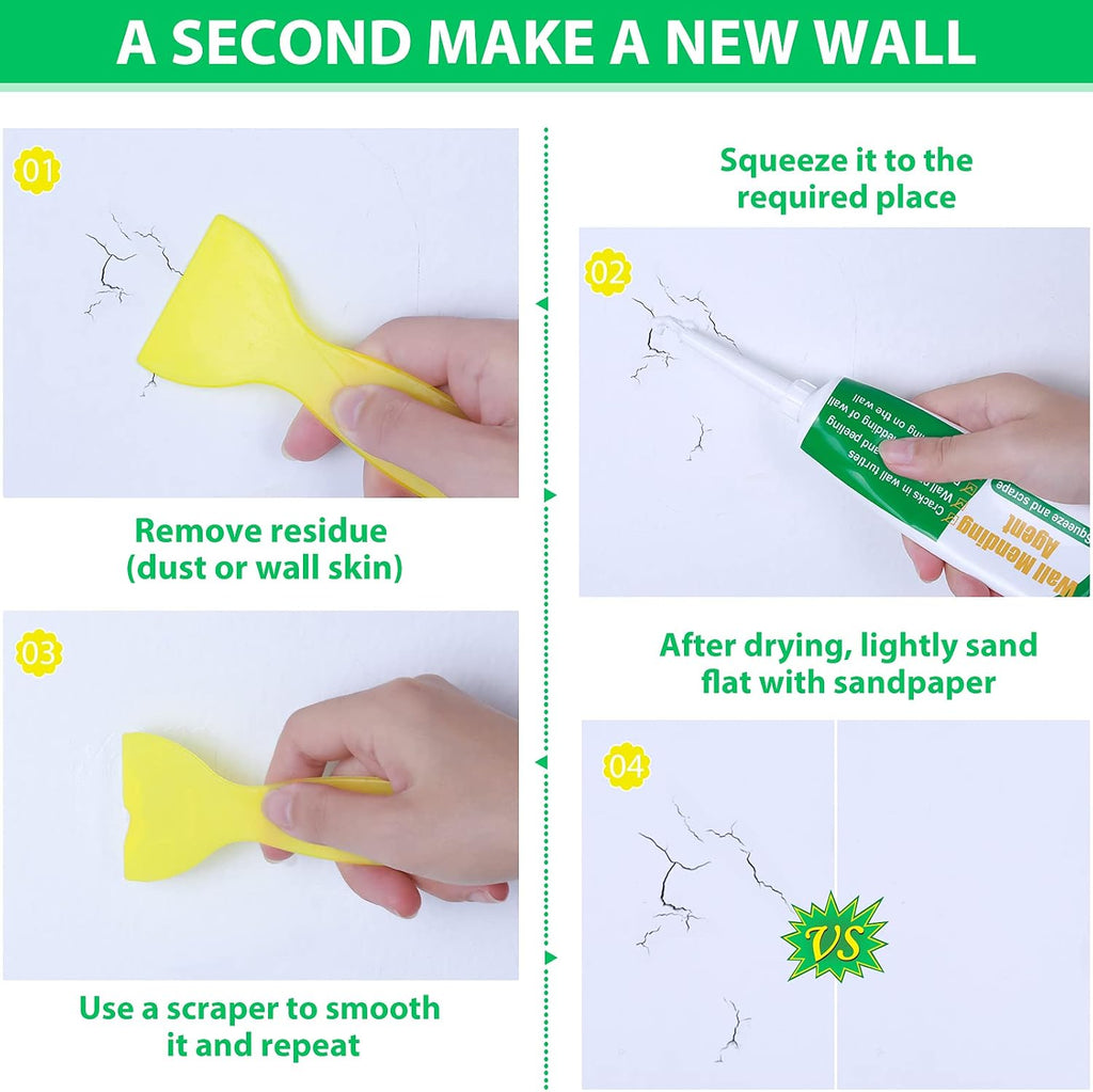 Drywall Repair Kit - Large Hole Patch, Wall Mending Agent with Scraper - Easy to Fill Holes for Home Wall, Plaster