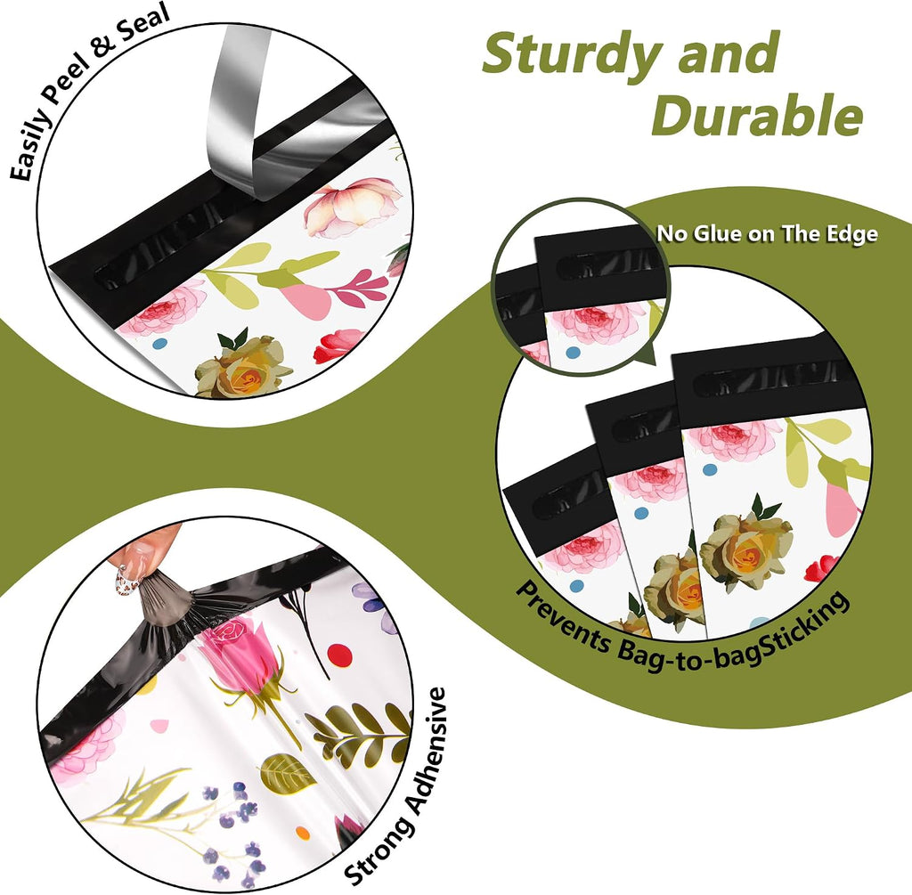 Poly Mailers 6x9 Inch, 100 Pack, Flower Self-Seal Shipping Bags