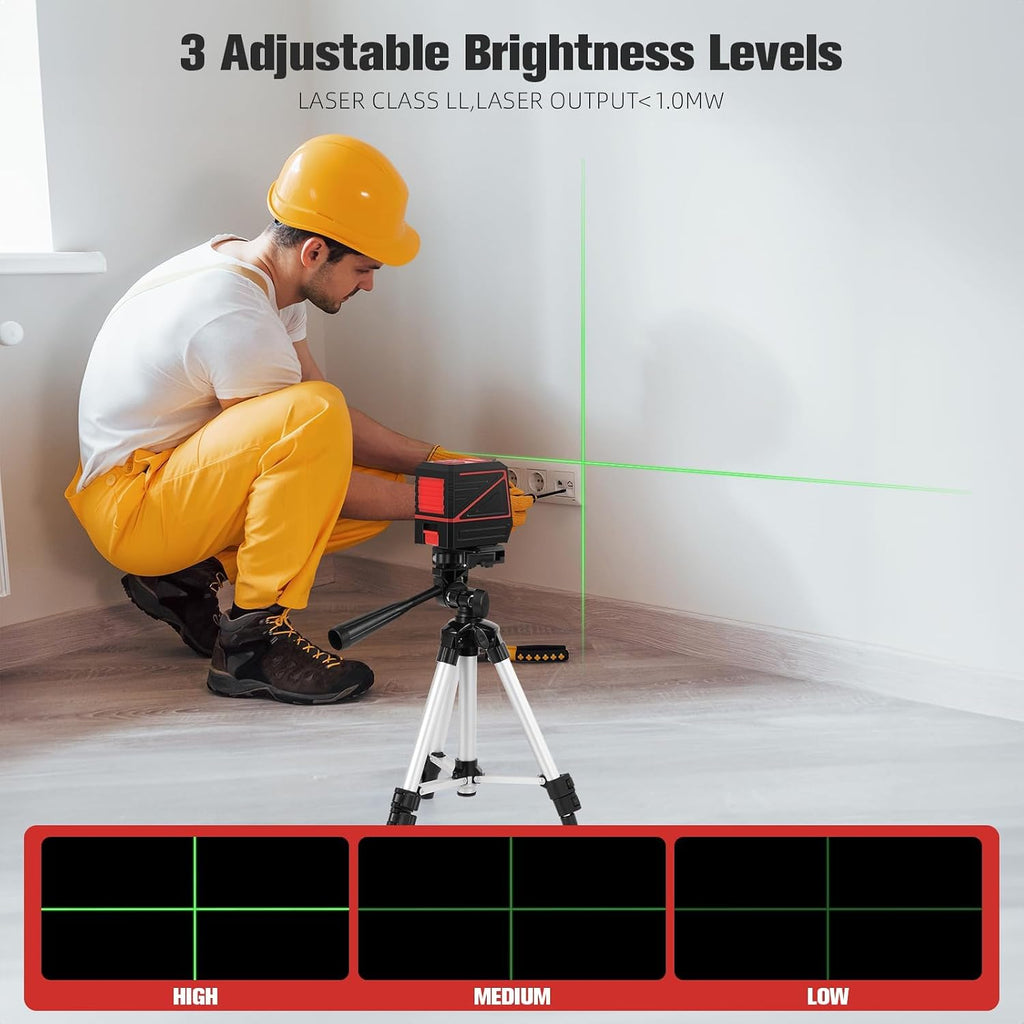 Laser Level with Tripod, 100 feet Green Cross Line Self Rotary Leveling Laser Level, Vertical and Horizontal Line